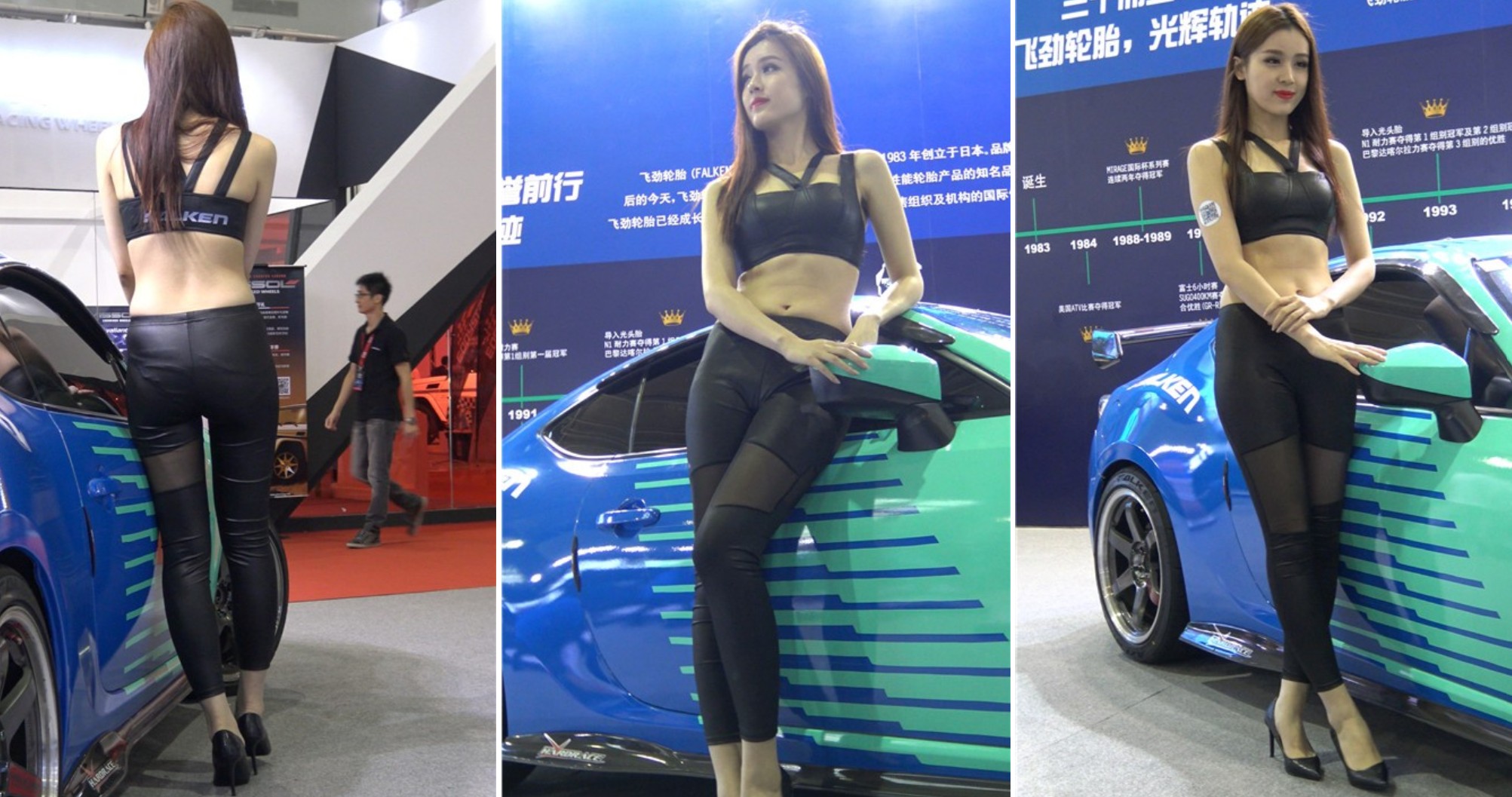 4k视频，高颜值甜美皮裤长腿车模 [3.59 GB]