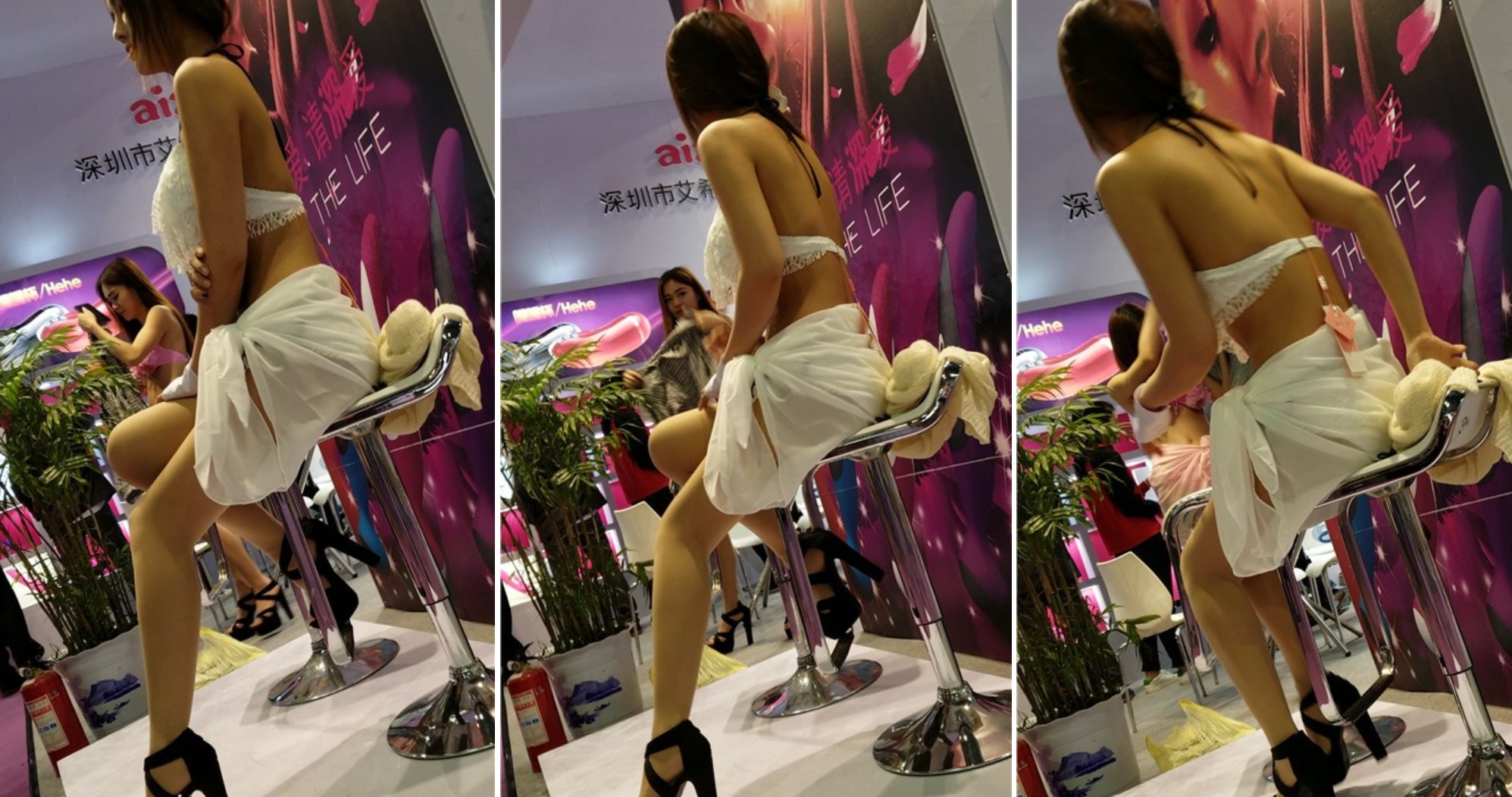 4k-性感露背的长腿曼妙身材美女模特