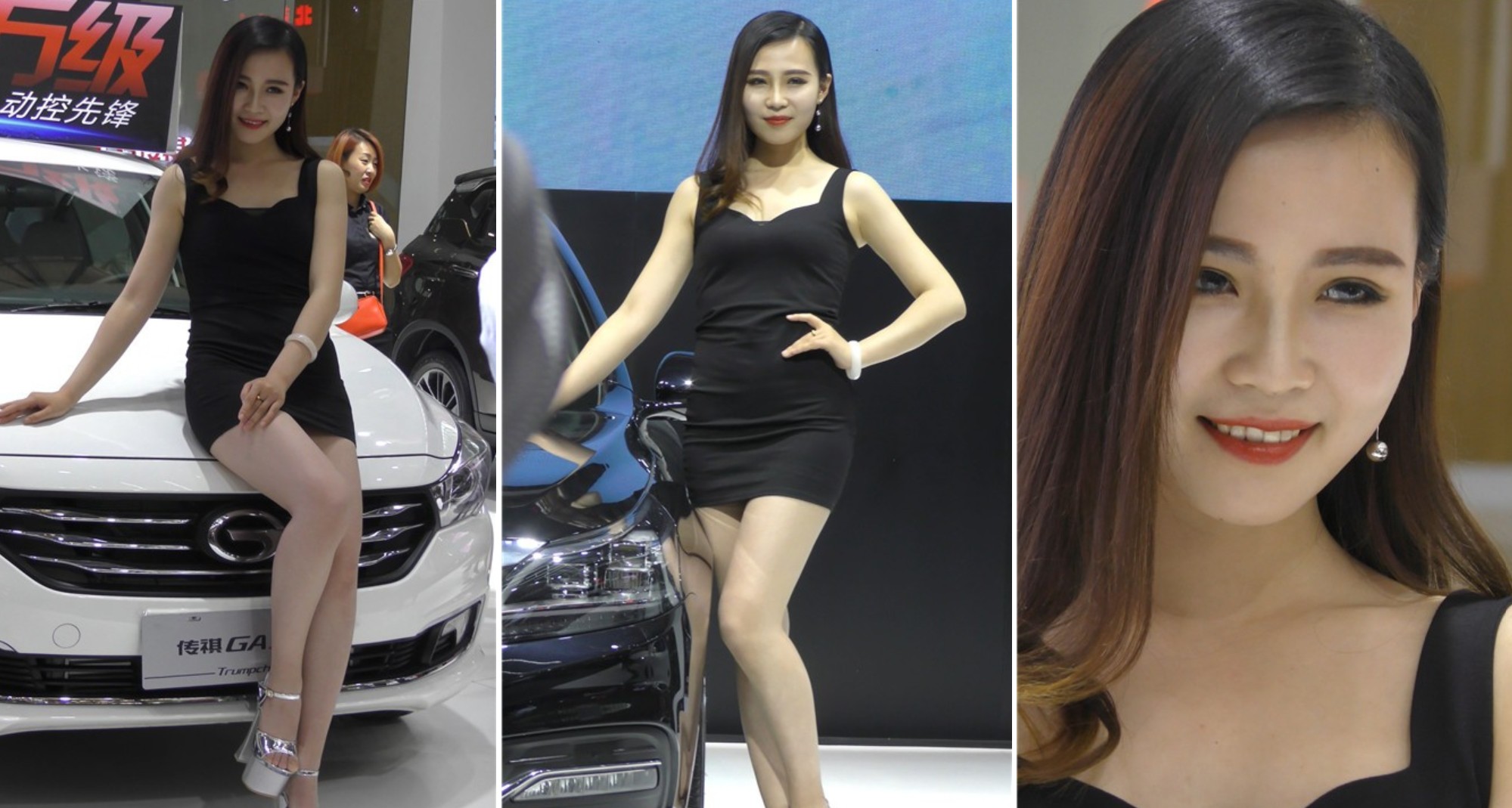 4k-黑色包臀裙车展性感靓模