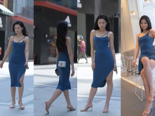 红石摄影作品●性感的蓝色包臀裙美女 【套图+视频】