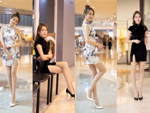 黑色与白色旗袍美女