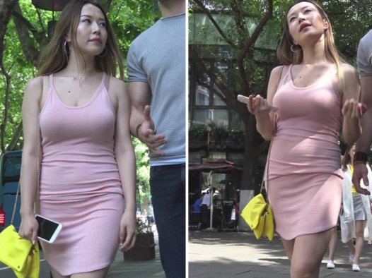 4k-街拍粉色连衣裙丰满美女跟老外男友逛街 [3.21 GB]