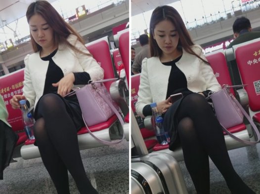 4k-高铁站候车室拍摄黑丝长腿性感漂亮女神MM