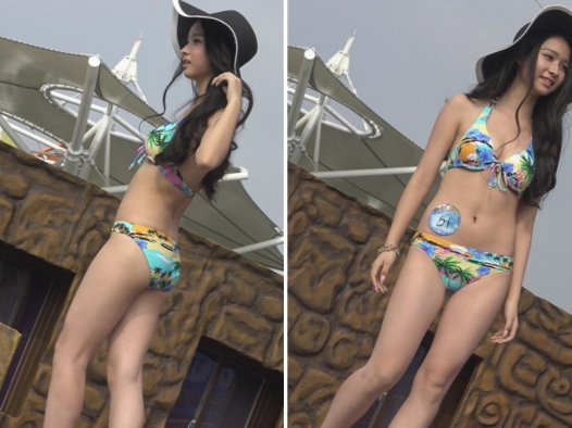 4k-好身材沙滩泳装美女模特,高跟长腿超漂亮