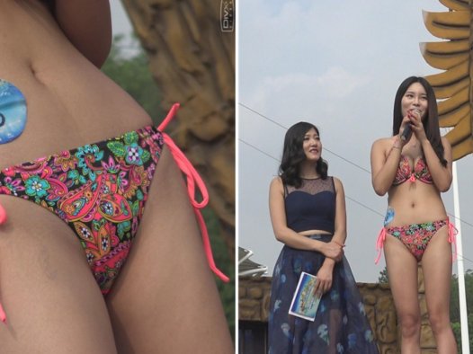 4k-性感碎花比基尼美女模特