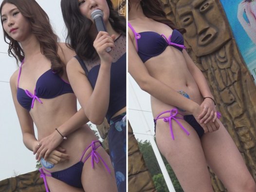 4k-火辣身材的长腿比基尼泳装妹子,人美腿更美