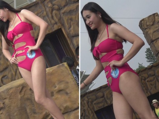 4k-性感长腿红色连体比基尼泳装MM