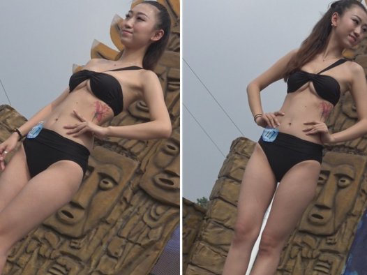 黑色比基尼美女模特舞台走秀