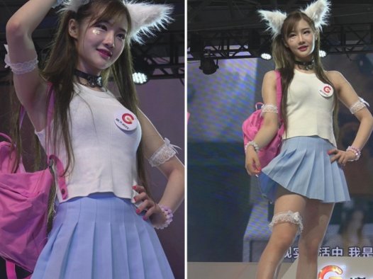 极品小清新蓝色小短裙可爱萌妹子