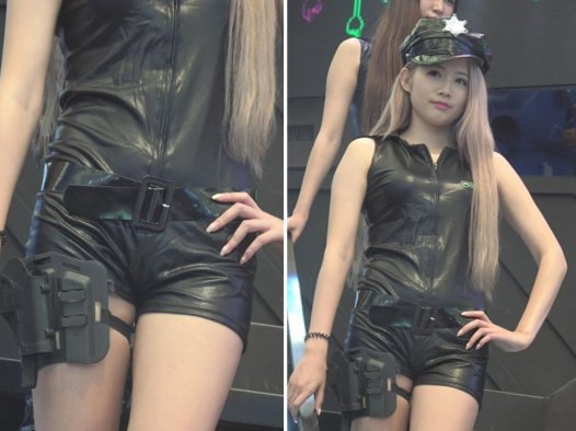 超级甜美小清新的皮衣皮裤女孩,甜美可爱