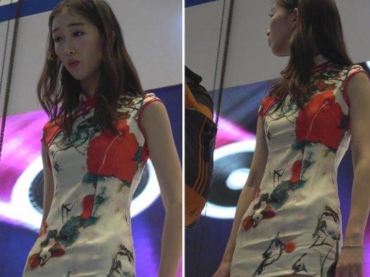 舞台上的长腿碎花裙showgirl