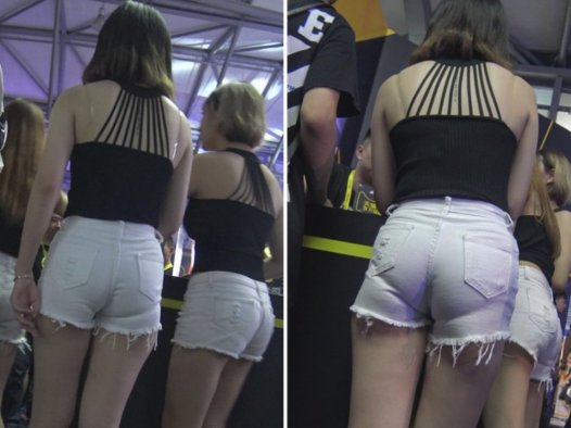 4k-展会后台性感长腿白热裤美眉